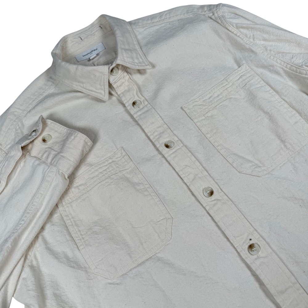 Banana Republic Mens XL Ecru Utility Button Down Shirt Long Sleeve 782544-03